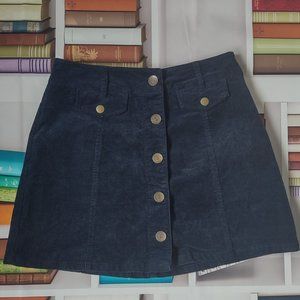 Navy Blue Corduroy Mini Skirt